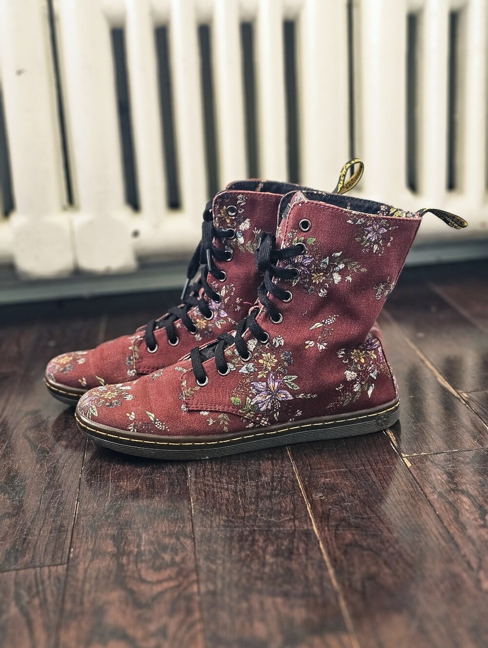 Doc Martens Floral Canvas Stratford Boots Fold Over Wildflowers